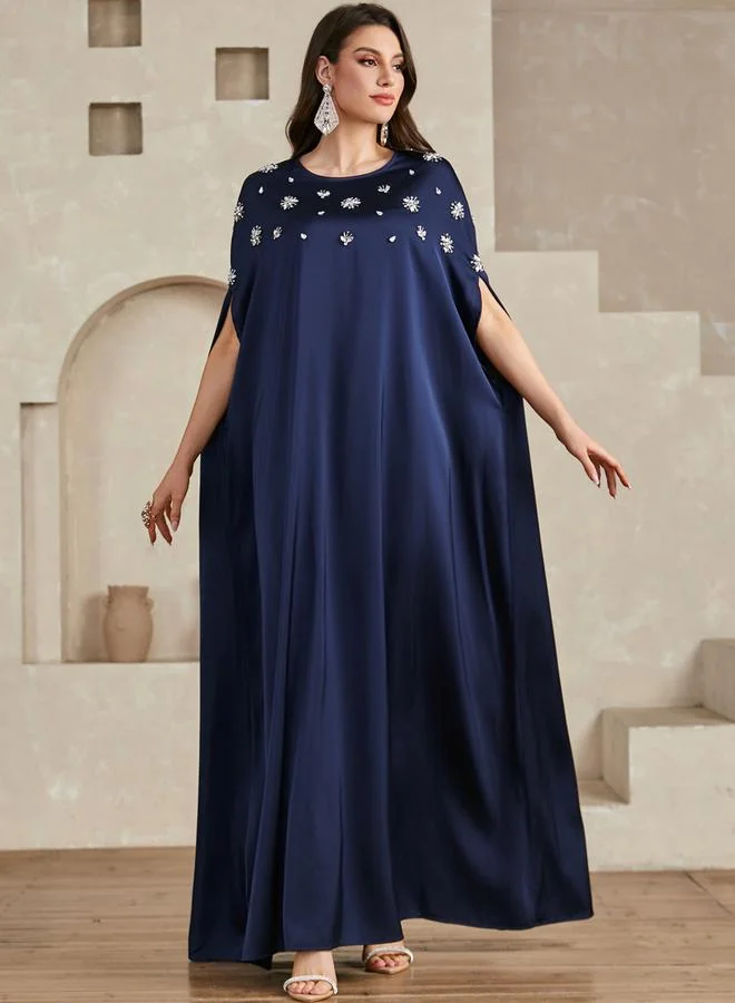 Take Two Navy Blue Women Embellished Cape Sleeve Maxi Dress for Women | Best Price UAE